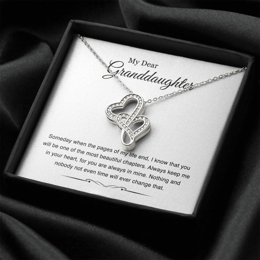To My Granddaughter Gifts, Someday When The Pages Of My Life End, Double Heart Necklace For Women, Birthday Present Idea From Grandma Grandpa