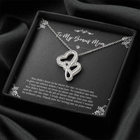 Load image into Gallery viewer, To My Bonus Mom Gifts, Thank You For Loving Me, Double Heart Necklace For Women, Birthday Mothers Day Present From Bonus Daughter

