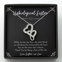 Load image into Gallery viewer, To My Unbiological Sister Gifts, Being A Part of My Life, Double Heart Necklace For Women, Birthday Present Idea From Sister-in-law
