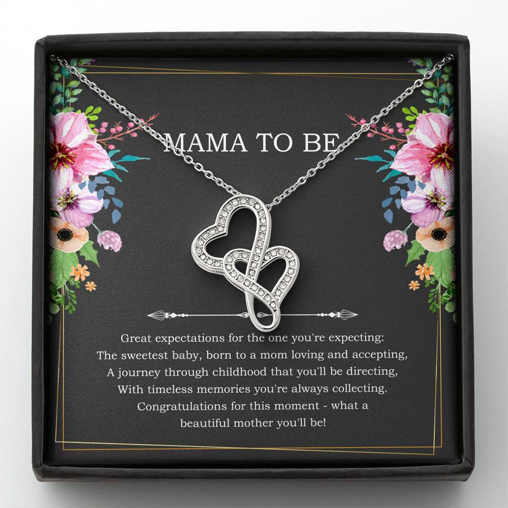 Gift for Expecting Mom, Congratulations For This Moment, Mom to Be Double Heart Necklace For Women, Pregnancy Gift For New Mother
