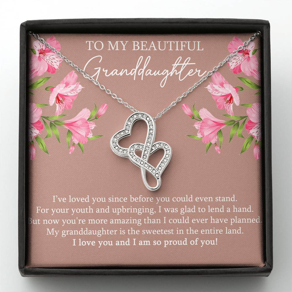 To My Granddaughter Gifts, I’ve Loved You Since Before, Double Heart Necklace For Women, Birthday Present Idea From Grandma Grandpa