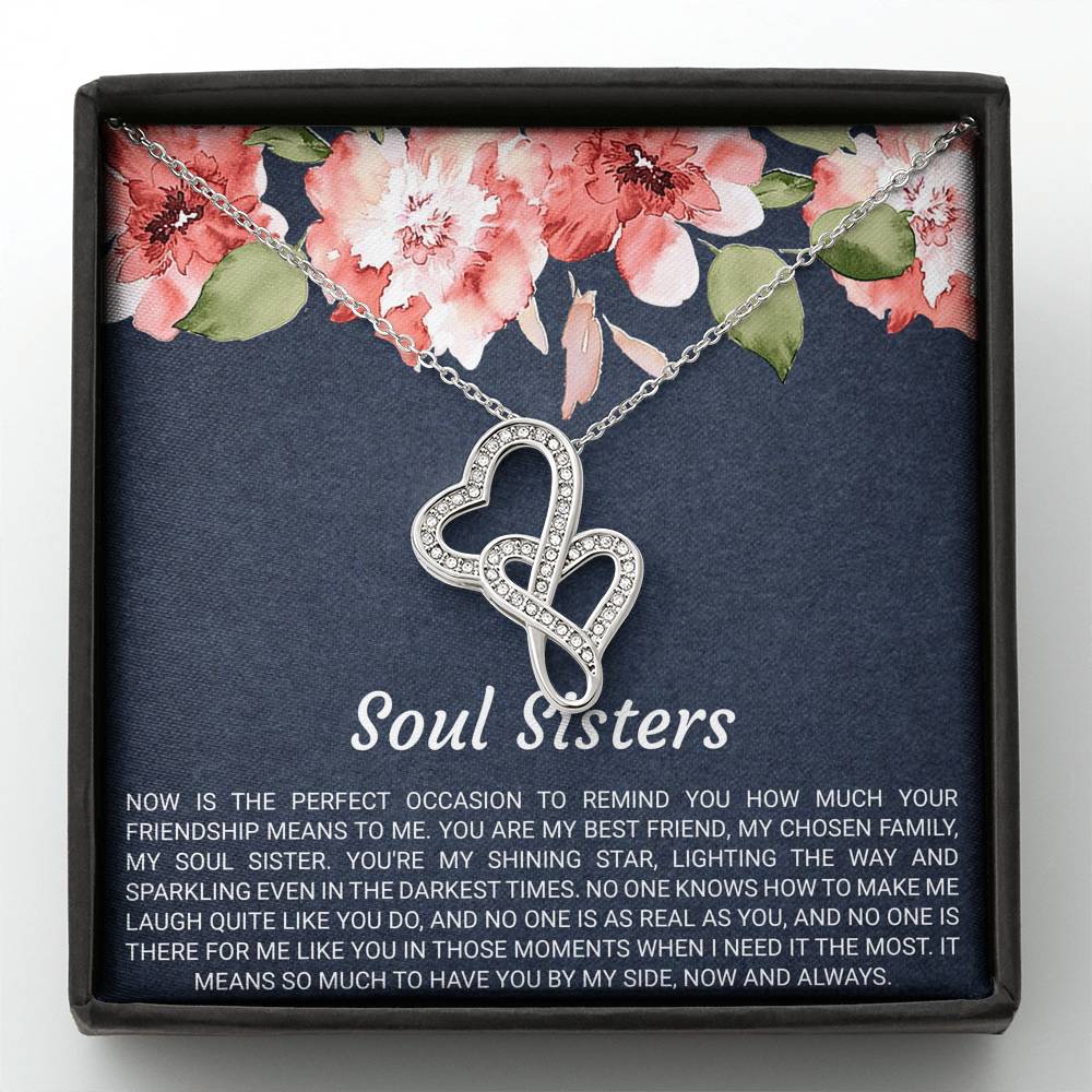 To My Best Friend Gifts, Soul Sisters, Double Heart Necklace For Women, Birthday Present Idea From Bestie
