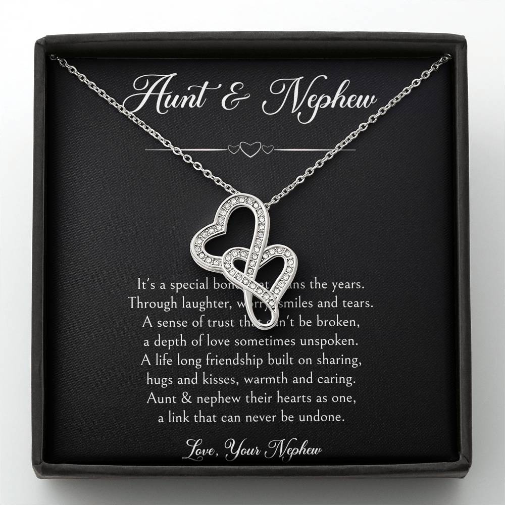 To My Aunt Gifts, Special Bond, Double Heart Necklace For Women, Birthday Present Idea From Nephew
