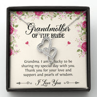 Load image into Gallery viewer, Grandmother of the Bride Gifts, I Am So Lucky, Double Heart Necklace For Women, Wedding Day Thank You Ideas From Bride
