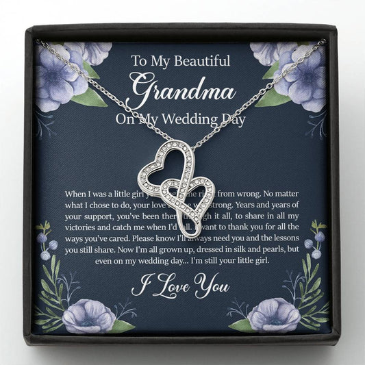 Grandmother of the Bride Gifts, When I Was A Little Girl, Double Heart Necklace For Women, Wedding Day Thank You Ideas From Bride