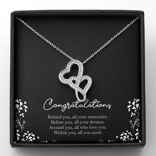 Retirement Gifts, Behind You, Happy Retirement Double Heart Necklace For Women, Retirement Party Favor From Friends Coworkers