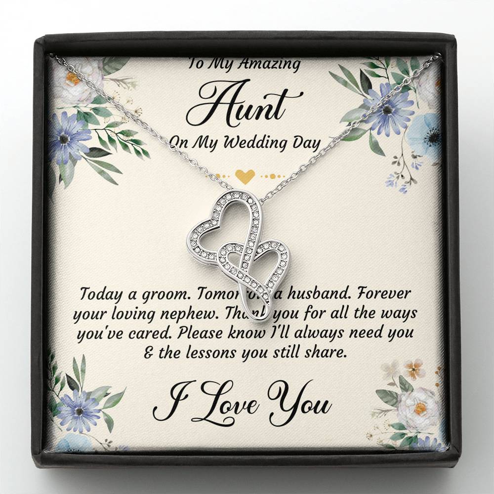 Aunt of the Groom Gifts, Forever Your Nephew, Double Heart Necklace For Women, Wedding Day Thank You Ideas From Groom