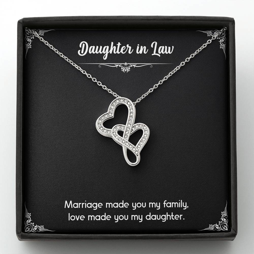 To My Daughter-in-law Gifts, Love Made You My Daughter, Double Heart Necklace For Women, Birthday Present Idea From Mother-in-law