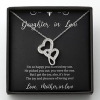 Load image into Gallery viewer, To My Daughter in Law Gifts, I&#39;m So Happy You Married My Son, Double Heart Necklace For Women, Birthday Present Idea From Mother-in-law
