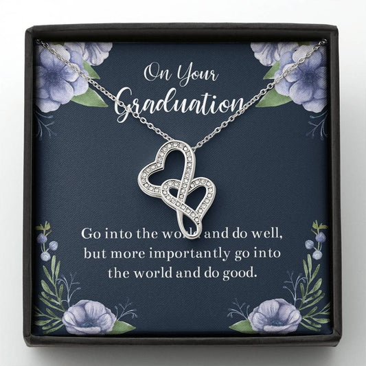 Graduation Gifts, Go Into The World, Double Heart Necklace For Women, College Preschool High School Graduation Present