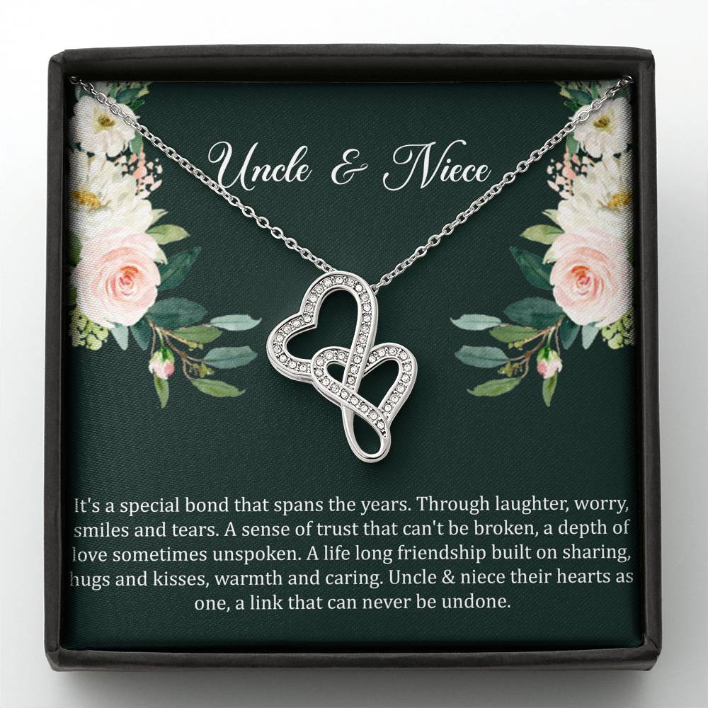To My Niece Gifts, Special Bond, Double Heart Necklace For Women, Niece Birthday Present From Uncle