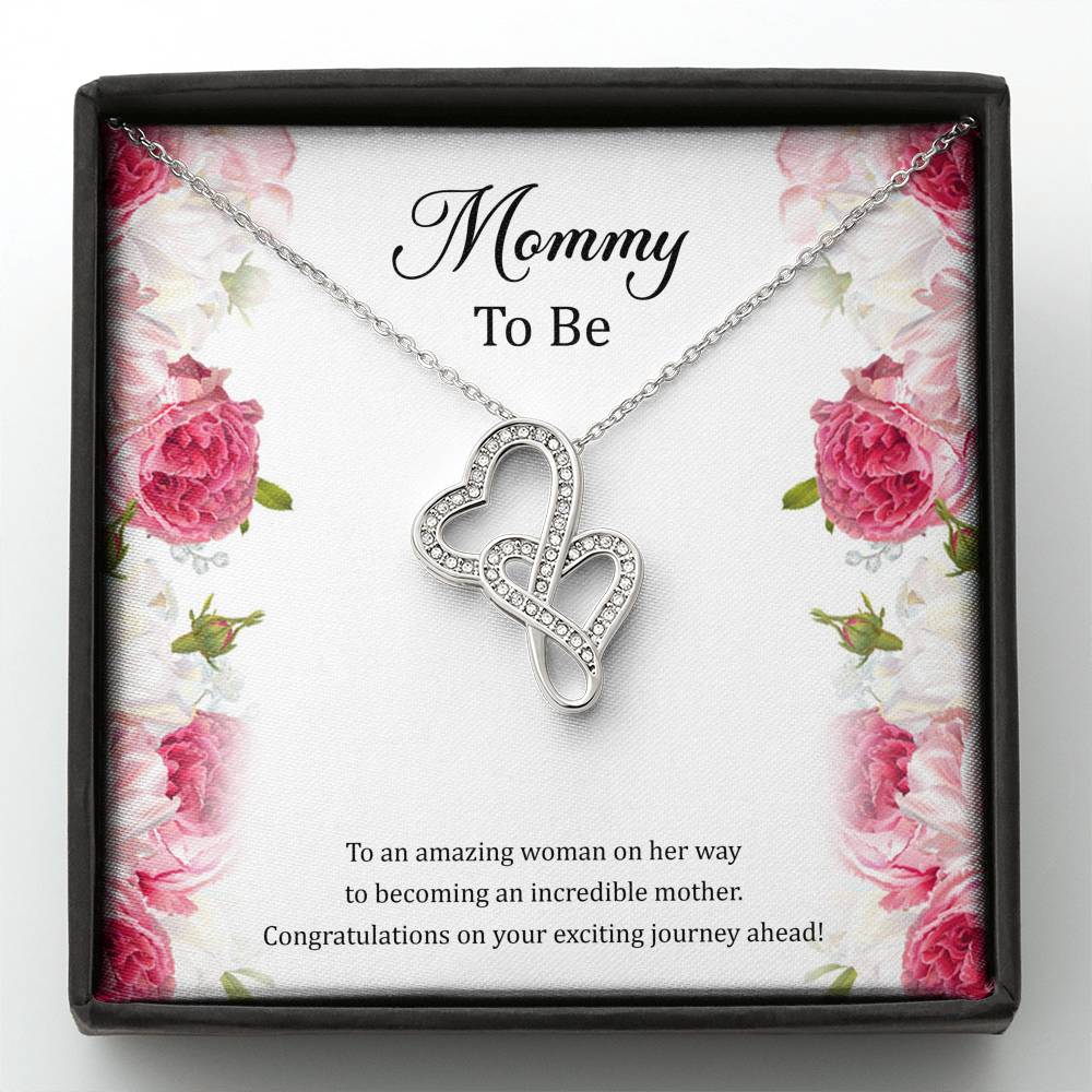 Gift for Expecting Mom, To An Amazing Woman, Mom to Be Double Heart Necklace For Women, Pregnancy Gift For New Mother