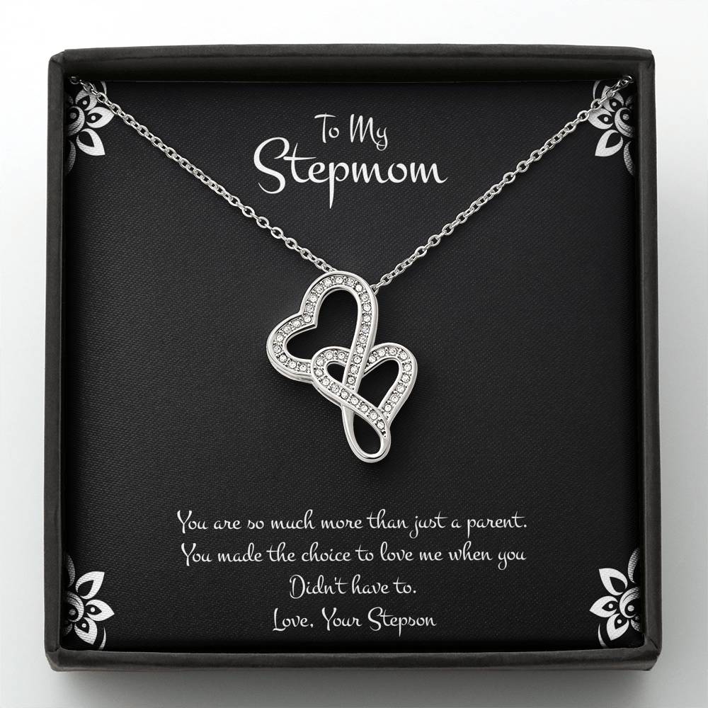 To My Stepmom Gifts, You Are More Than Just A Parent, Double Heart Necklace For Women, Birthday Mothers Day Present From Stepson