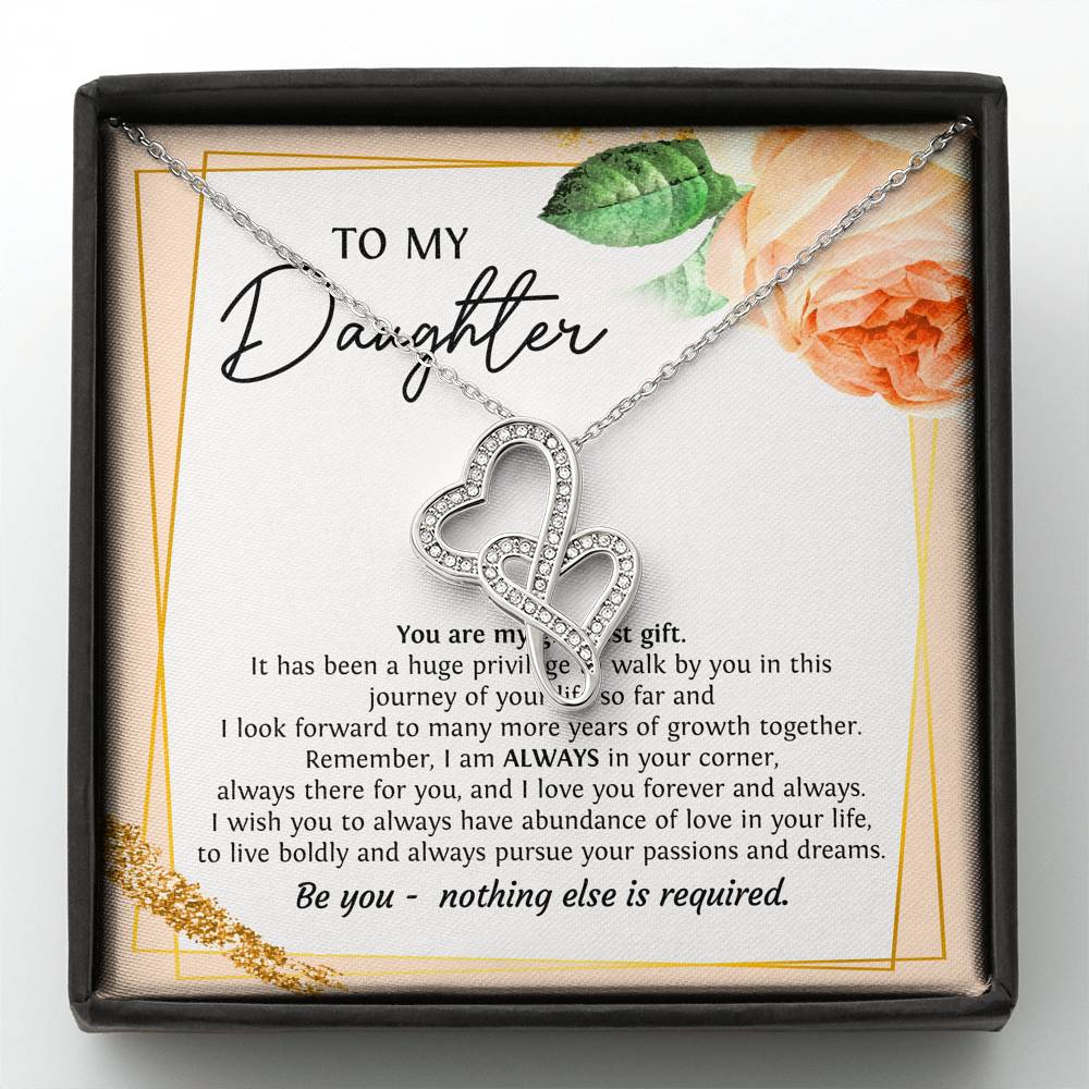 To My Daughter Gifts, You Are My Greatest Gift, Double Heart Necklace For Women, Birthday Present Ideas From Mom Dad