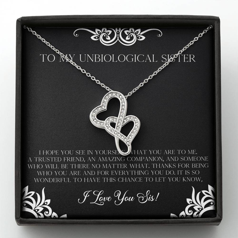To My Unbiological Sister Gifts, I Hope You See in Yourself, Double Heart Necklace For Women, Birthday Present Idea From Sister-in-law