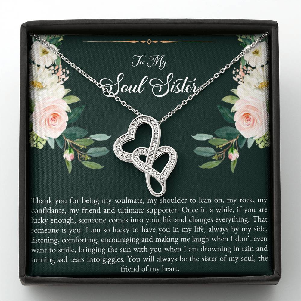To My Best Friend Gifts, To My Soul Sister, Double Heart Necklace For Women, Birthday Present Idea From Bestie