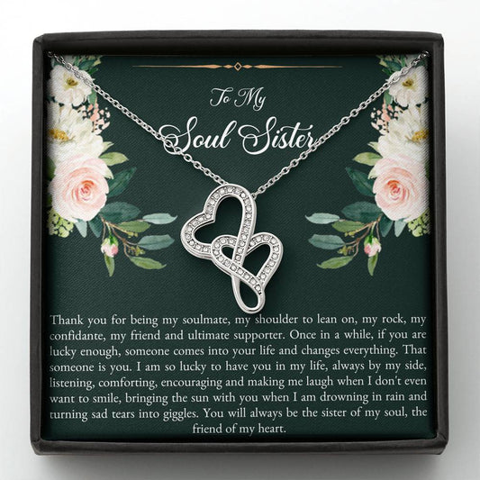 To My Best Friend Gifts, To My Soul Sister, Double Heart Necklace For Women, Birthday Present Idea From Bestie