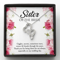 Load image into Gallery viewer, Sister of the Bride Gifts, Thanks For Being There, Double Heart Necklace For Women, Wedding Day Thank You Ideas From Bride
