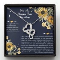 Load image into Gallery viewer, Encouragement Gifts, You Are Stronger, Motivational Double Heart Necklace For Women, Sympathy Inspiration Friendship Present
