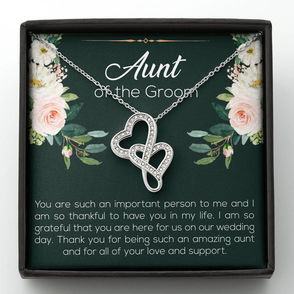 Aunt of the Groom Gifts, You're an Important Person To Me, Double Heart Necklace For Women, Wedding Day Thank You Ideas From Groom