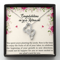 Load image into Gallery viewer, Retirement Gifts, Fruit of Your Labor, Happy Retirement Double Heart Necklace For Women, Retirement Party Favor From Friends Coworkers
