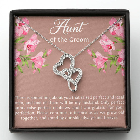 Aunt of the Groom Gifts, Grateful for Your Protection, Double Heart Necklace For Women, Wedding Day Thank You Ideas From Bride