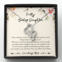 Load image into Gallery viewer, To My Badass Daughter Gifts, When It&#39;s Too Hard To Look Back, Double Heart Necklace For Women, Birthday Present Idea From Mom
