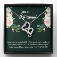 Load image into Gallery viewer, Retirement Gifts, Be Proud, Happy Retirement Double Heart Necklace For Women, Retirement Party Favor From Friends Coworkers
