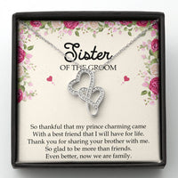 Load image into Gallery viewer, Sister Of The Groom Gifts, So Glad To Be More Than Friends, Double Heart Necklace For Women, Wedding Day Thank You Ideas From Bride
