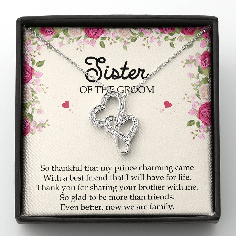 Sister Of The Groom Gifts, So Glad To Be More Than Friends, Double Heart Necklace For Women, Wedding Day Thank You Ideas From Bride