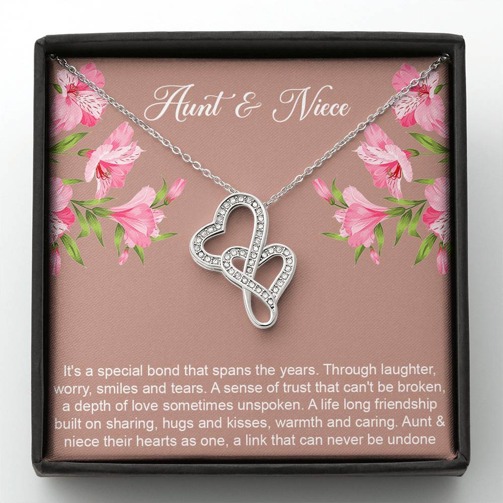 To My Aunt Gifts, Special Bond, Double Heart Necklace For Women, Aunt Birthday Present From Niece