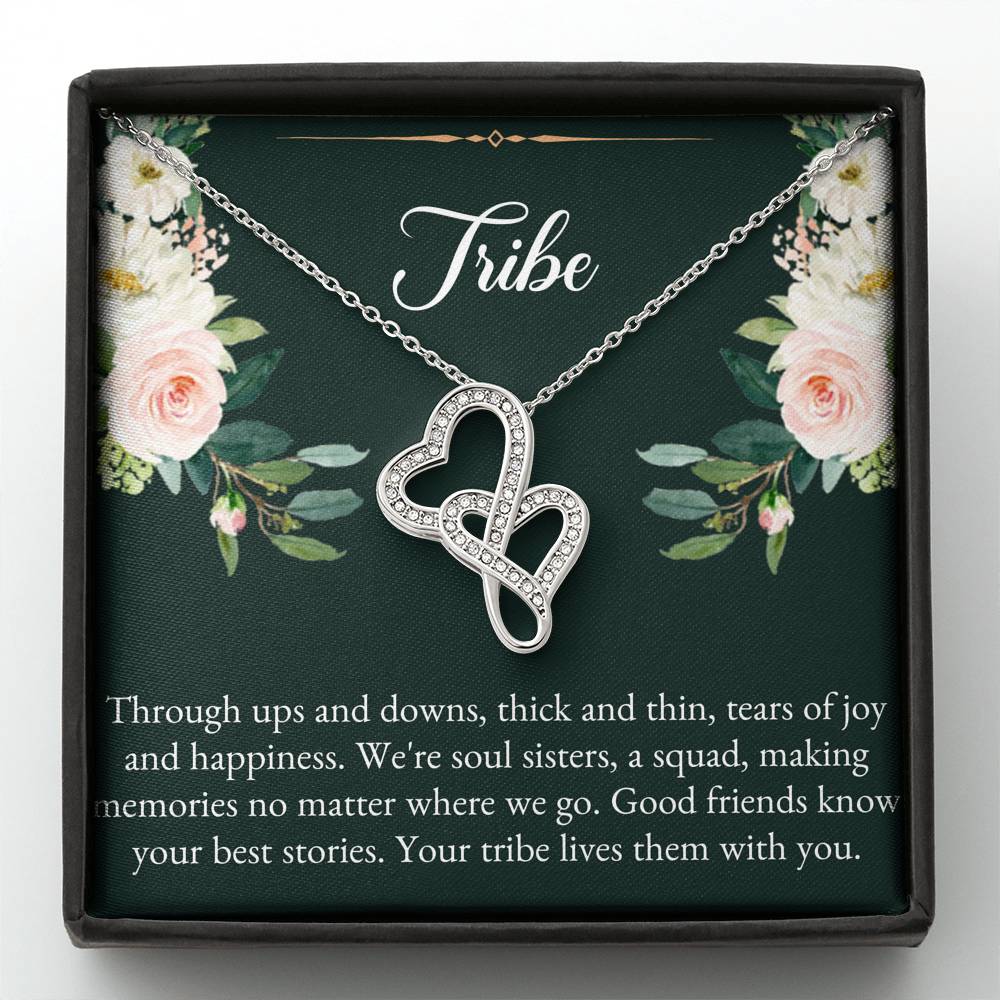 To My Best Friend Gifts, Tribe, Double Heart Necklace For Women, Birthday Present Idea From Bestie