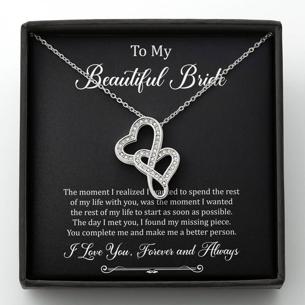 To My Bride Gifts, You Make Me A Better Person, Double Heart Necklace For Women, Wedding Day Thank You Ideas From Groom