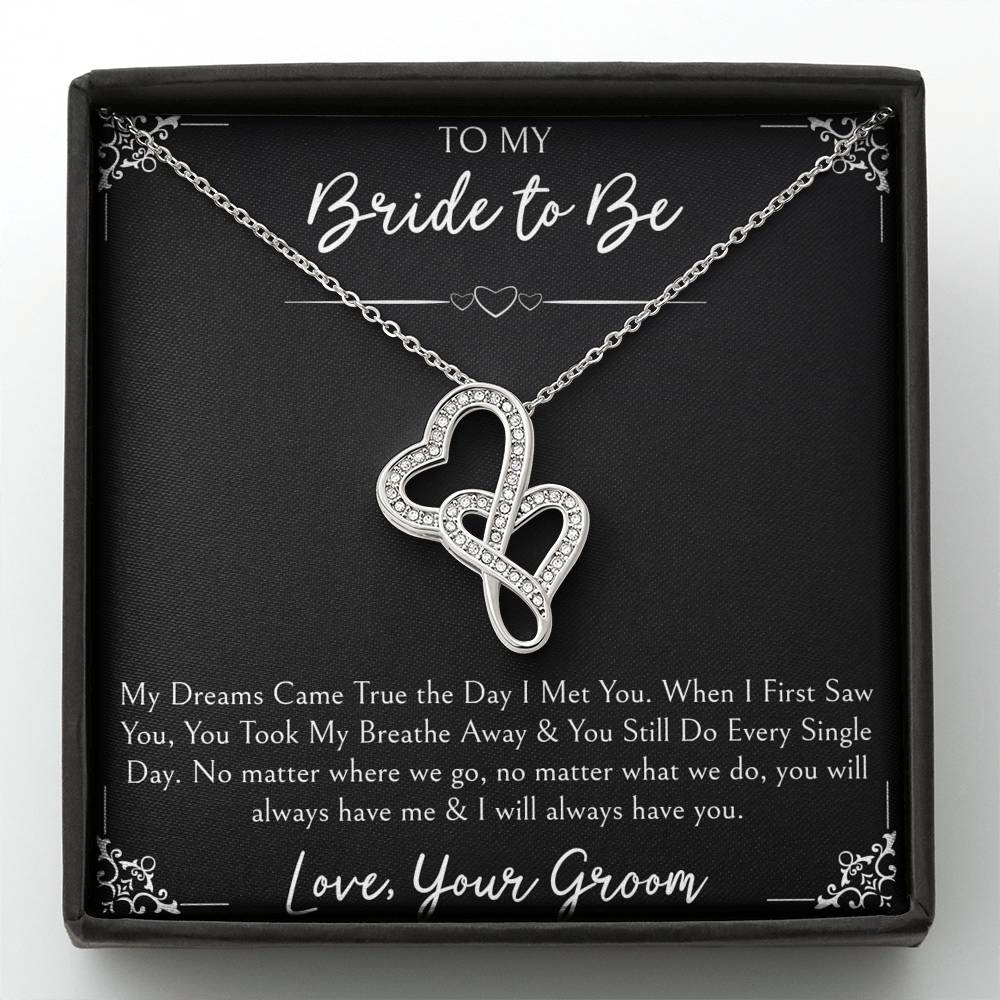 To My Bride  Gifts, My Dreams Came True, Double Heart Necklace For Women, Wedding Day Thank You Ideas From Groom