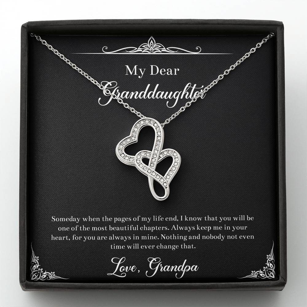 To My Granddaughter Gifts, One Of The Most Beautiful Chapters, Double Heart Necklace For Women, Birthday Present Idea From Grandpa