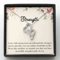 Load image into Gallery viewer, Encouragement Gifts, Strength, Motivational Double Heart Necklace For Women, Sympathy Inspiration Friendship Present
