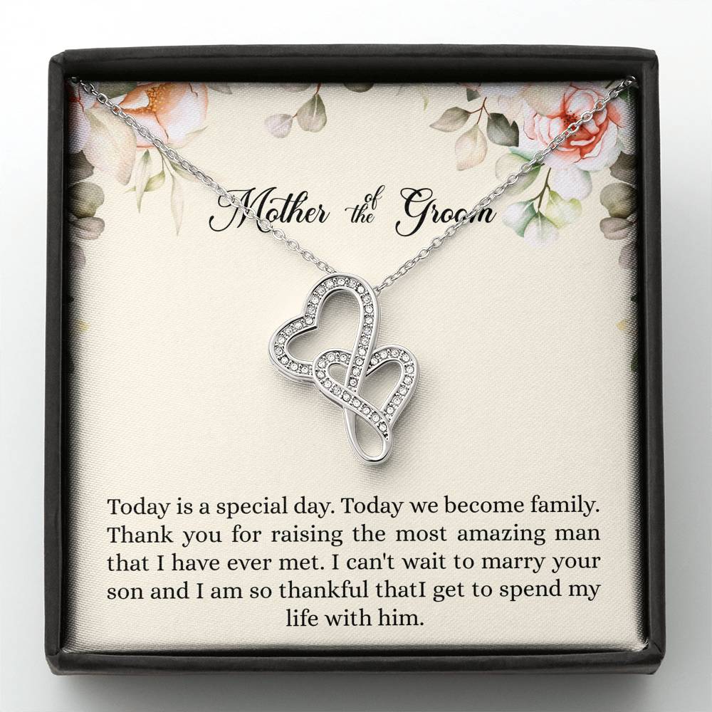 Mom of the Groom Gifts, I Can't Wait To Marry Your Son, Double Heart Necklace For Women, Wedding Day Thank You Ideas From Bride