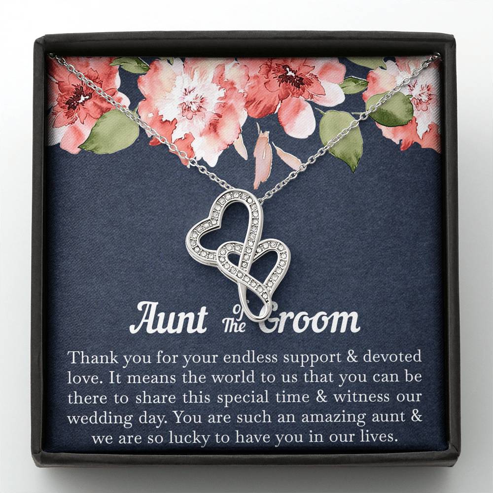 To My Aunt of the Groom Gifts, You Are Amazing, Double Heart Necklace For Women, Wedding Day Thank You Ideas From Groom