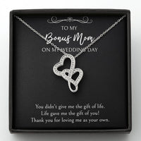 Load image into Gallery viewer, To My Bonus Mom Gifts, Thank You For Loving Me, Double Heart Necklace For Women, Wedding Day Thank You Ideas From Bride
