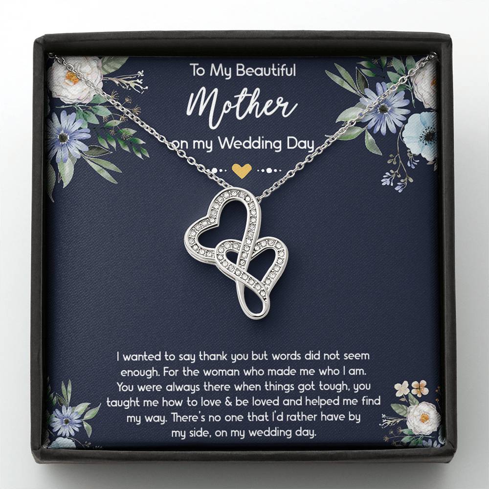 To My Mom of the Bride Gifts, I Wanted To Say Thank You, Double Heart Necklace For Women, Wedding Day Thank You Ideas From Bride