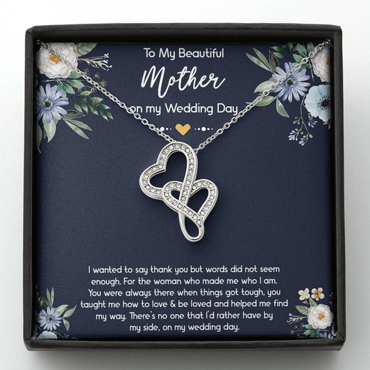To My Mom of the Bride Gifts, I Wanted To Say Thank You, Double Heart Necklace For Women, Wedding Day Thank You Ideas From Bride