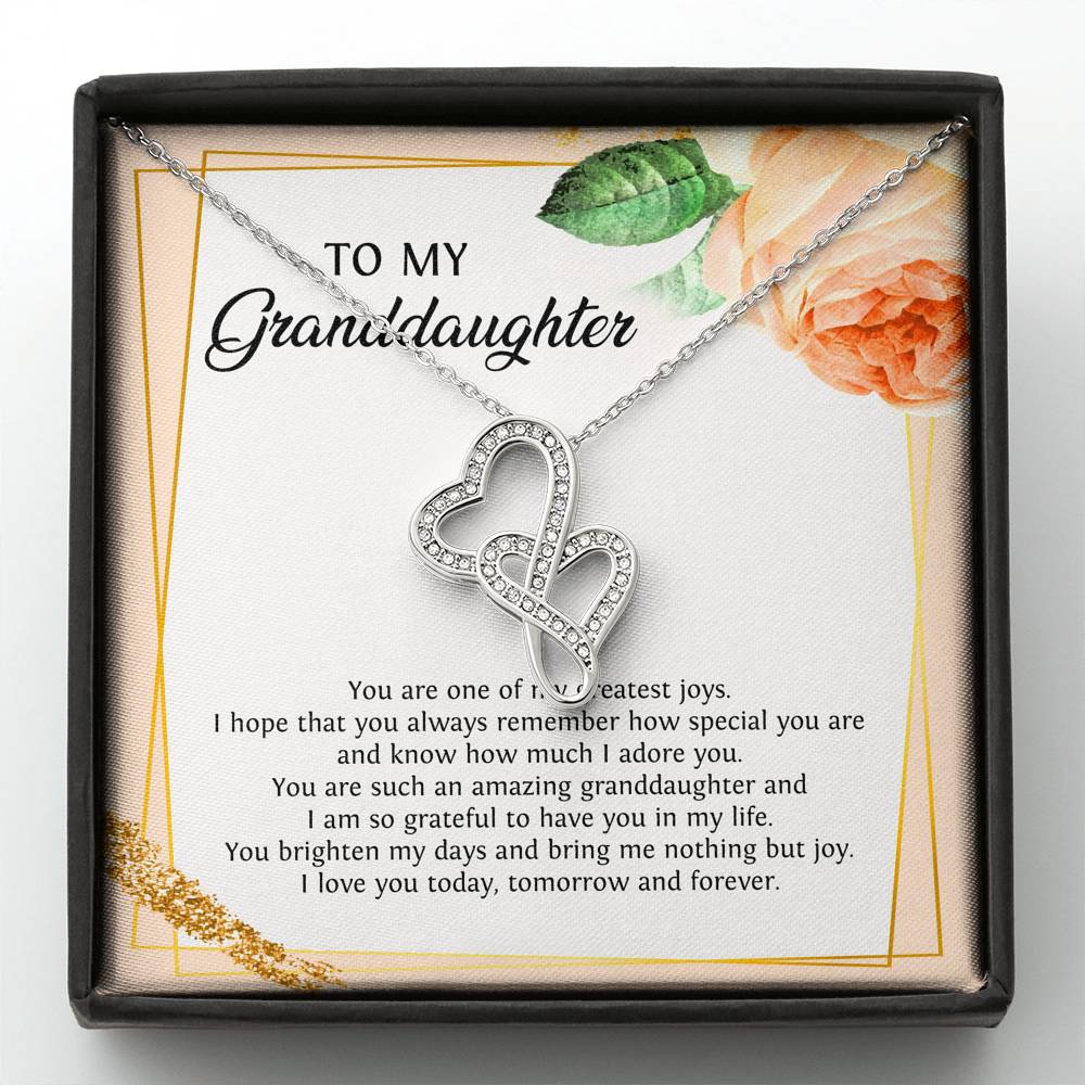 To My Granddaughter Gifts, You Are One Of My Greatest Joys, Double Heart Necklace For Women, Birthday Present Idea From Grandma Grandpa