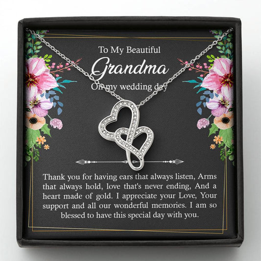 Grandmother of the Bride Gifts, I Am So Blessed, Double Heart Necklace For Women, Wedding Day Thank You Ideas From Bride
