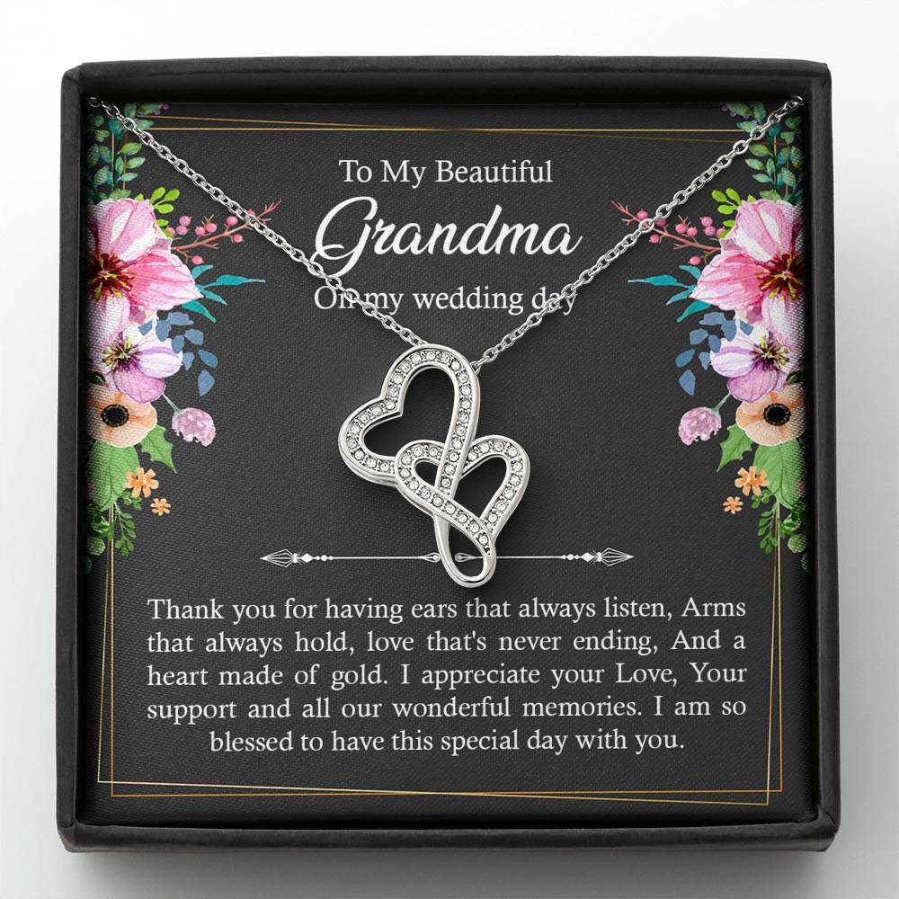 Grandmother of the Bride Gifts, I Am So Blessed, Double Heart Necklace For Women, Wedding Day Thank You Ideas From Bride