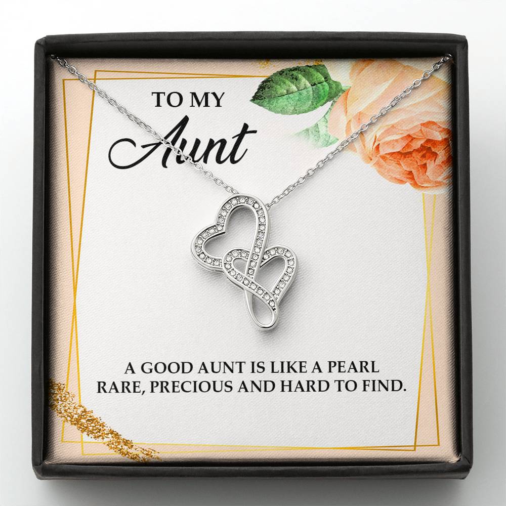 To My Aunt Gifts, A Good Aunt is Like a Pearl, Double Heart Necklace For Women, Aunt Birthday Present From Niece Nephew