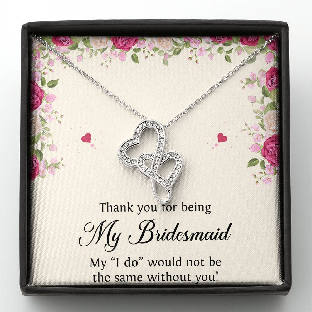 To My Bridesmaid Gifts, Thank You , Double Heart Necklace For Women, Wedding Day Thank You Ideas From Bride
