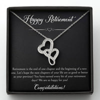 Load image into Gallery viewer, Retirement Gifts, Wishing You The Best, Happy Retirement Double Heart Necklace For Women, Retirement Party Favor From Friends Coworkers

