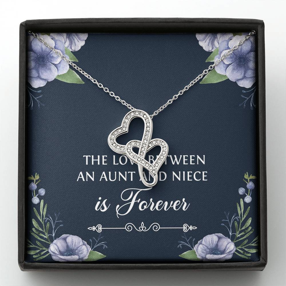 To My Niece  Gifts, The Love Between an Aunt and Niece, Double Heart Necklace For Women, Birthday Present Idea From Aunt