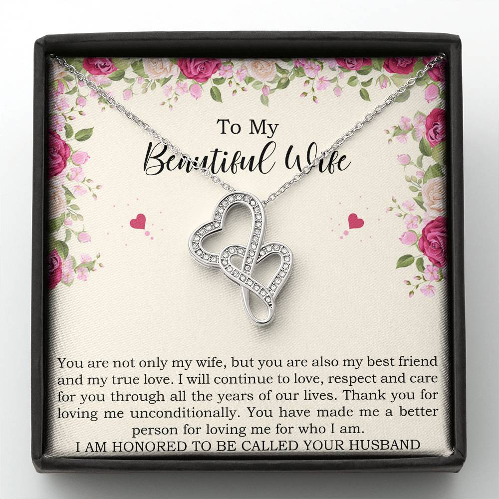 To My Wife, You Are Not Only My Wife , Double Heart Necklace For Women, Anniversary Birthday Gifts From Husband