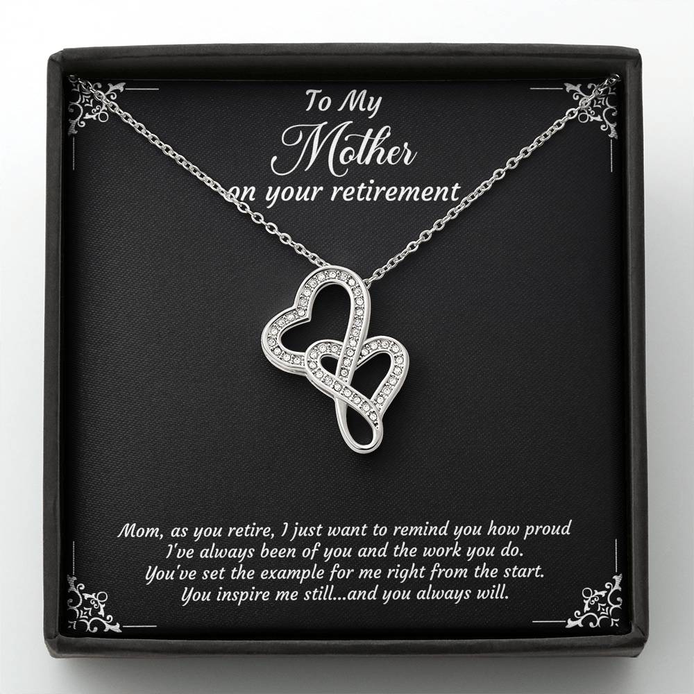 Mom Retirement Gifts, As You Retire, Happy Retirement Double Heart Necklace For Women, Retirement Party Favor From Daughter Son